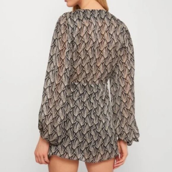 Zara Metallic Thread Knot Gray Black Mini Dress Size XS - Picture 3 of 10